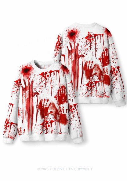 Halloween Bloody Handprint Y2K Knit Sweatshirt Cherrykitten