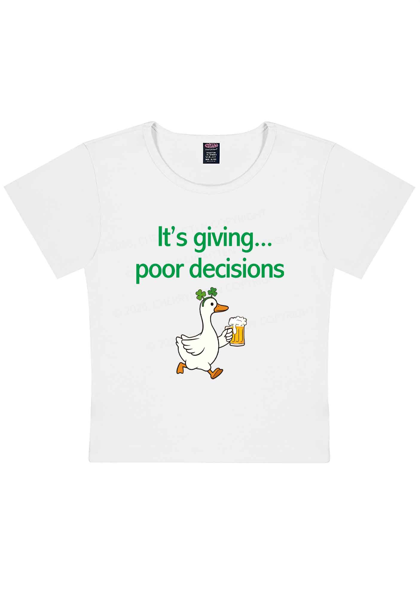 Its Giving Poor Decisions St Patricks Y2K Baby Tee Cherrykitten
