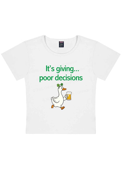 Its Giving Poor Decisions St Patricks Y2K Baby Tee Cherrykitten
