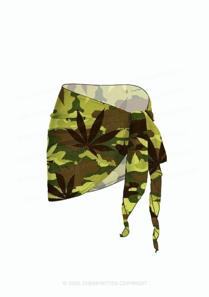 Camouflage Leaf Y2K Print Bikini Set Cherrykitten
