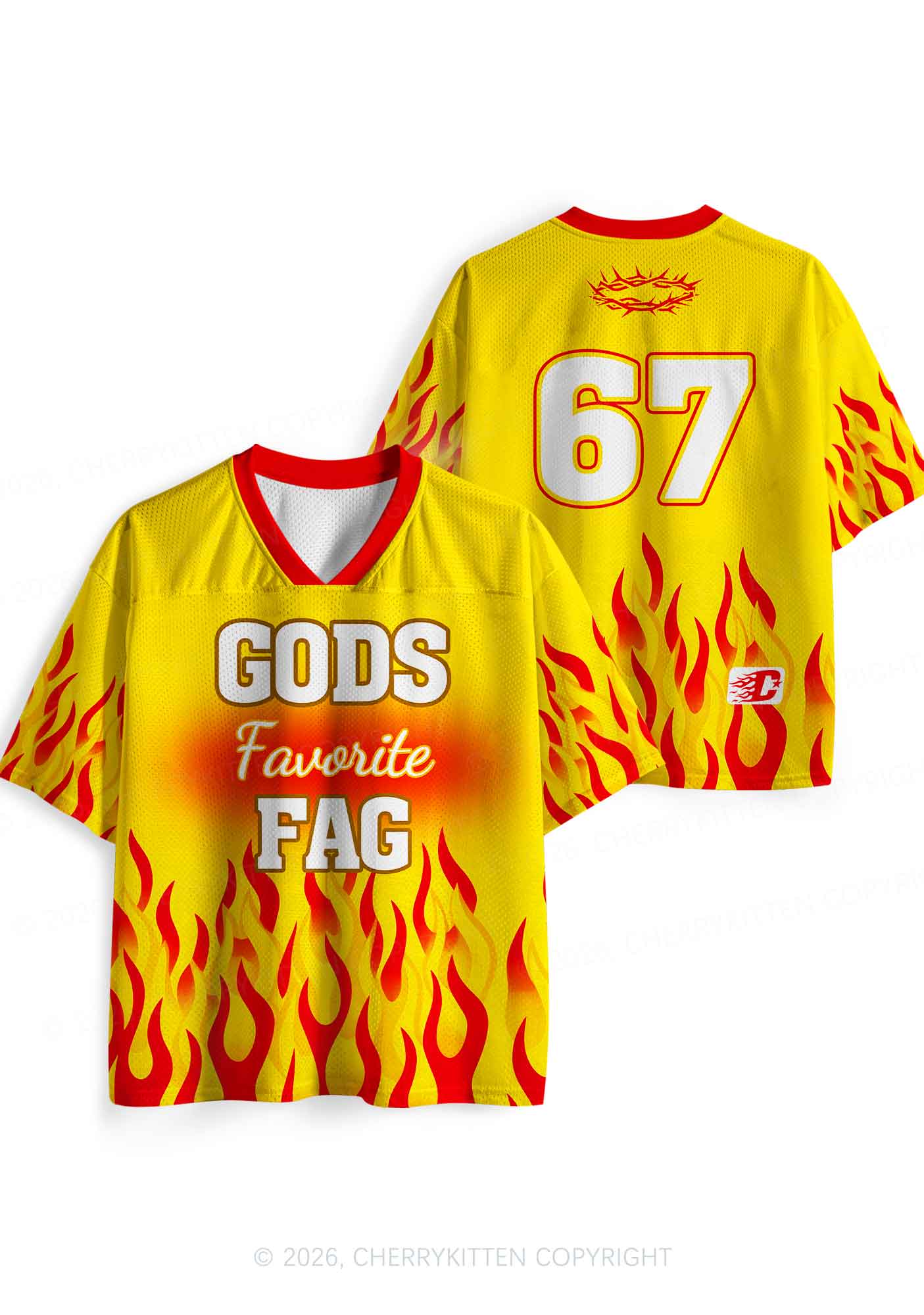 Yellow Gods Favorite Fag Pride Y2K Sport Jersey Shirts Cherrykitten