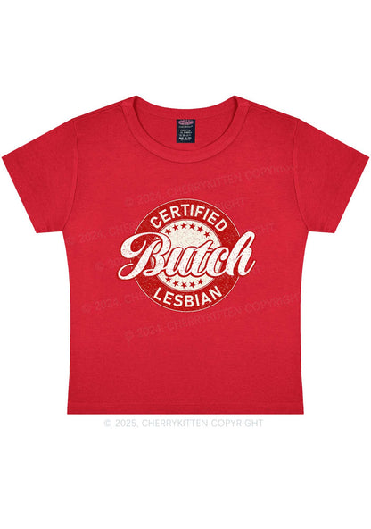 Certified Butch Lesbian Y2K Baby Tee Cherrykitten