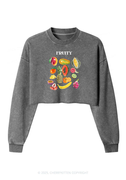 Fruity Pride Y2K Crop Washed Sweatshirts Cherrykitten