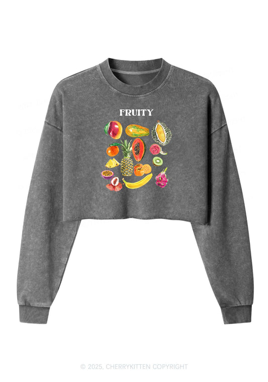 Fruity Pride Y2K Crop Washed Sweatshirts Cherrykitten