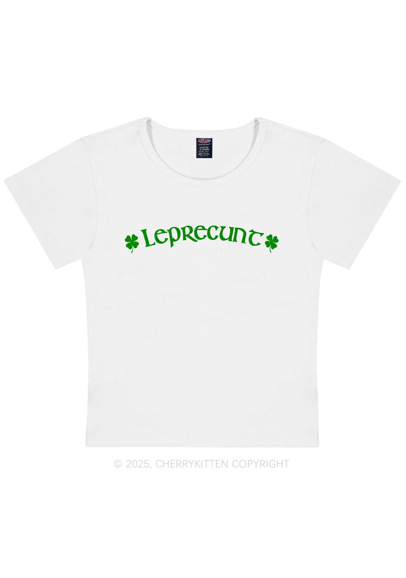 Leprecunt St Patricks Y2K Baby Tee Cherrykitten
