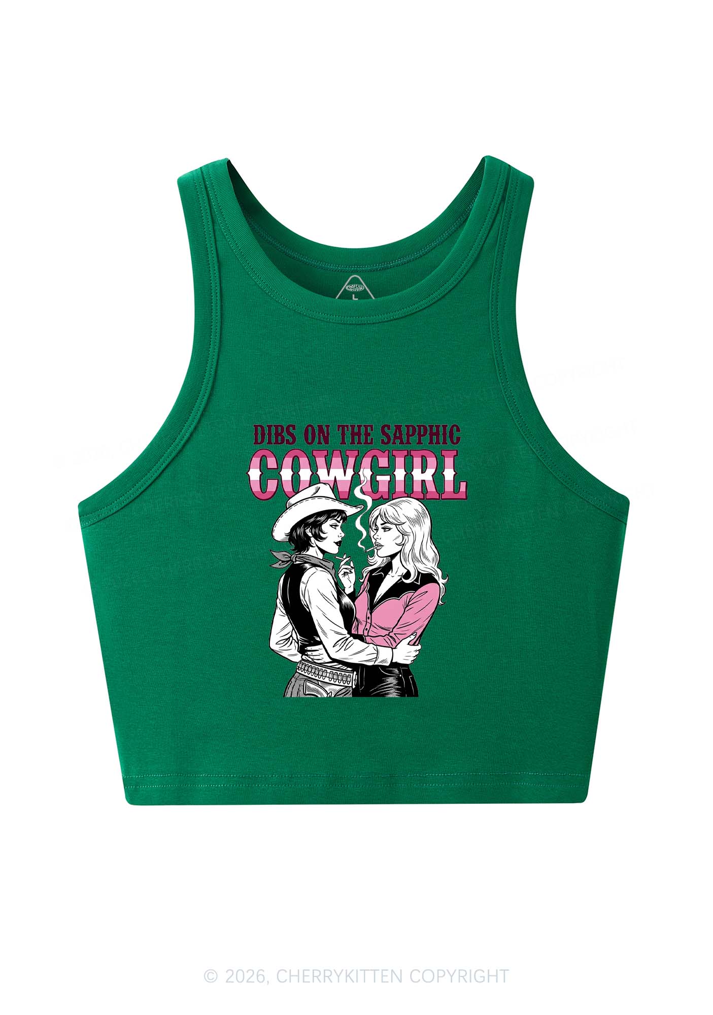 Dibs On The Sapphic Cowgirl Pride Y2K Crop Tank Top Cherrykitten