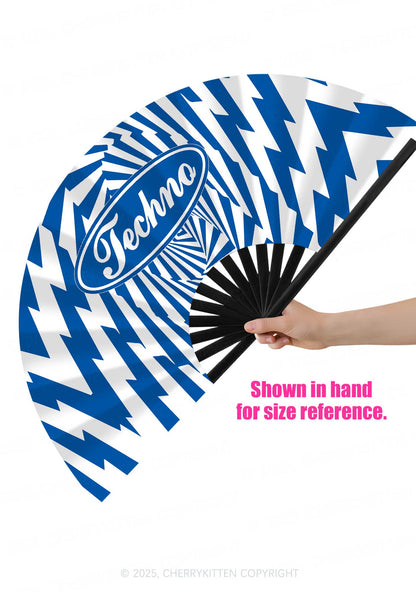 Oval Techno Y2K Rave Hand Fan Cherrykitten