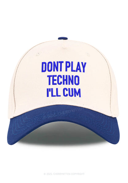 Embroidered Dont Play Techno Y2K Color Block Baseball Cap Cherrykitten