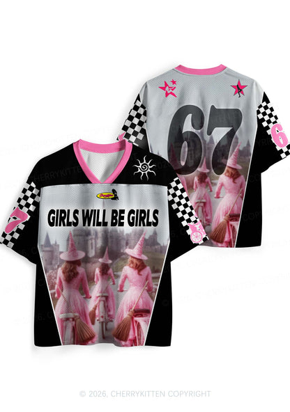 Halloween Girls Will Be Girls Pink Witches Y2K Sport Jersey Shirts Cherrykitten