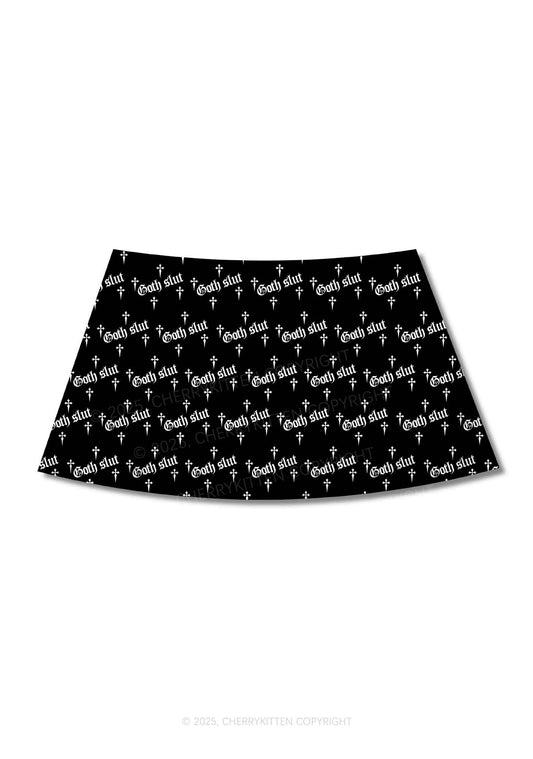 Halloween White Goth Slxt Y2K Print Mini Skirt Cherrykitten