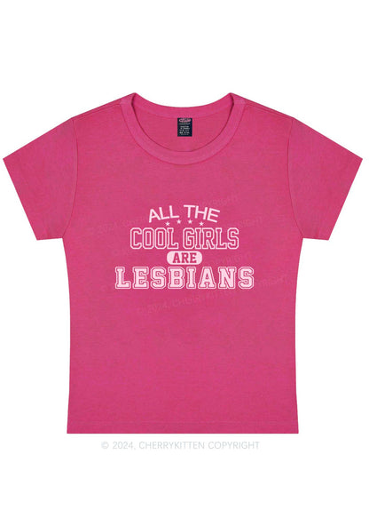 Curvy Cool Girls Are Lesbians Y2K Baby Tee Cherrykitten