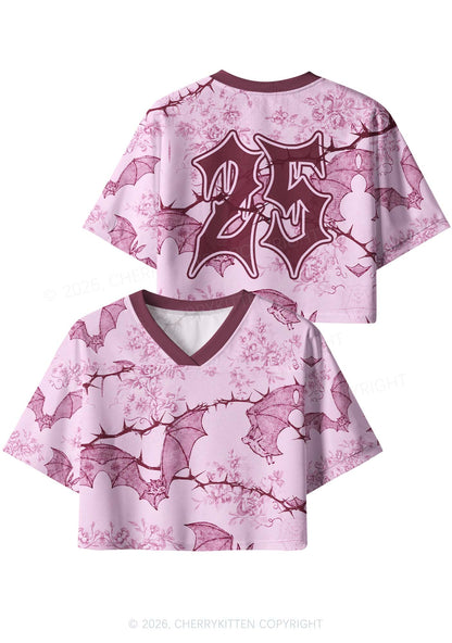 Pink Bat Y2K Crop Sport Jersey Shirts Cherrykitten