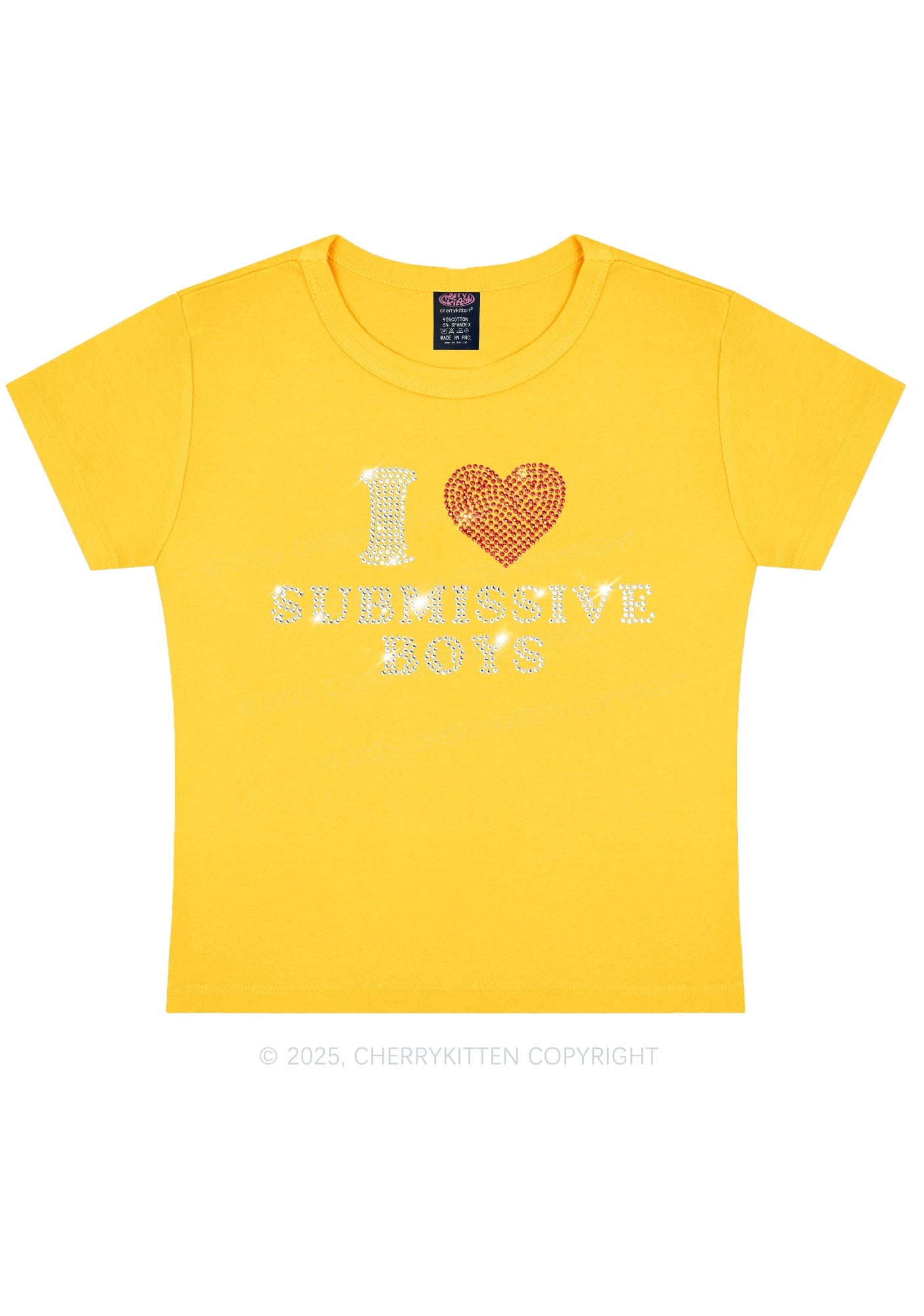 Rhinestone I Love S Boys Y2K Baby Tee Cherrykitten