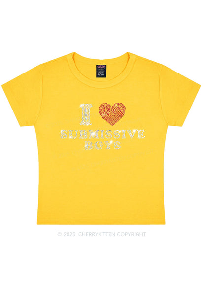 Rhinestone I Love S Boys Y2K Baby Tee Cherrykitten