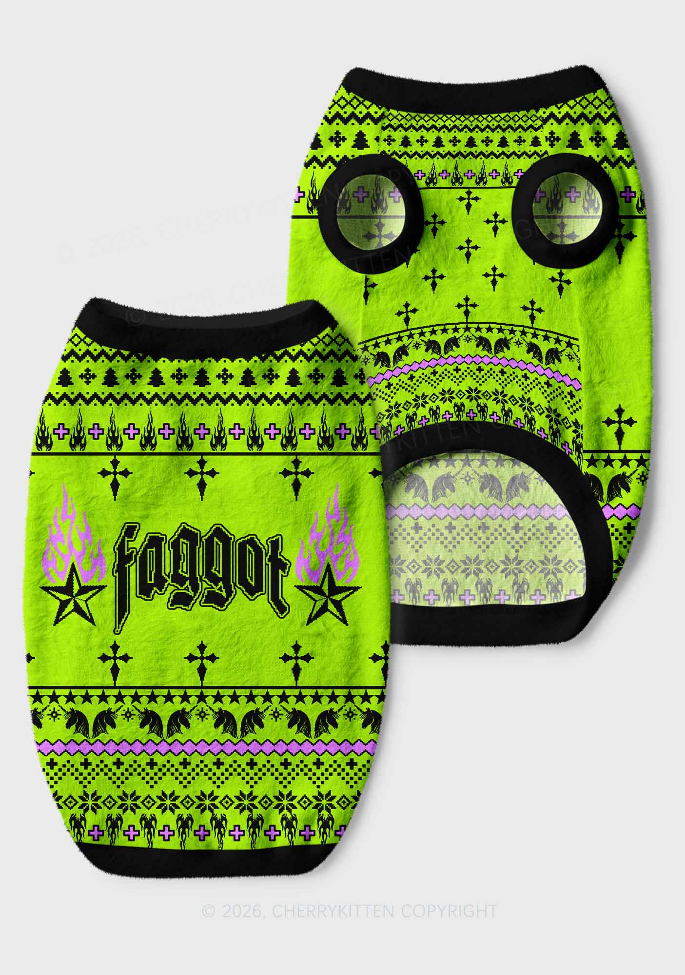 Faggot Stars Pride Y2K Pet Knit Sweatshirt Cherrykitten