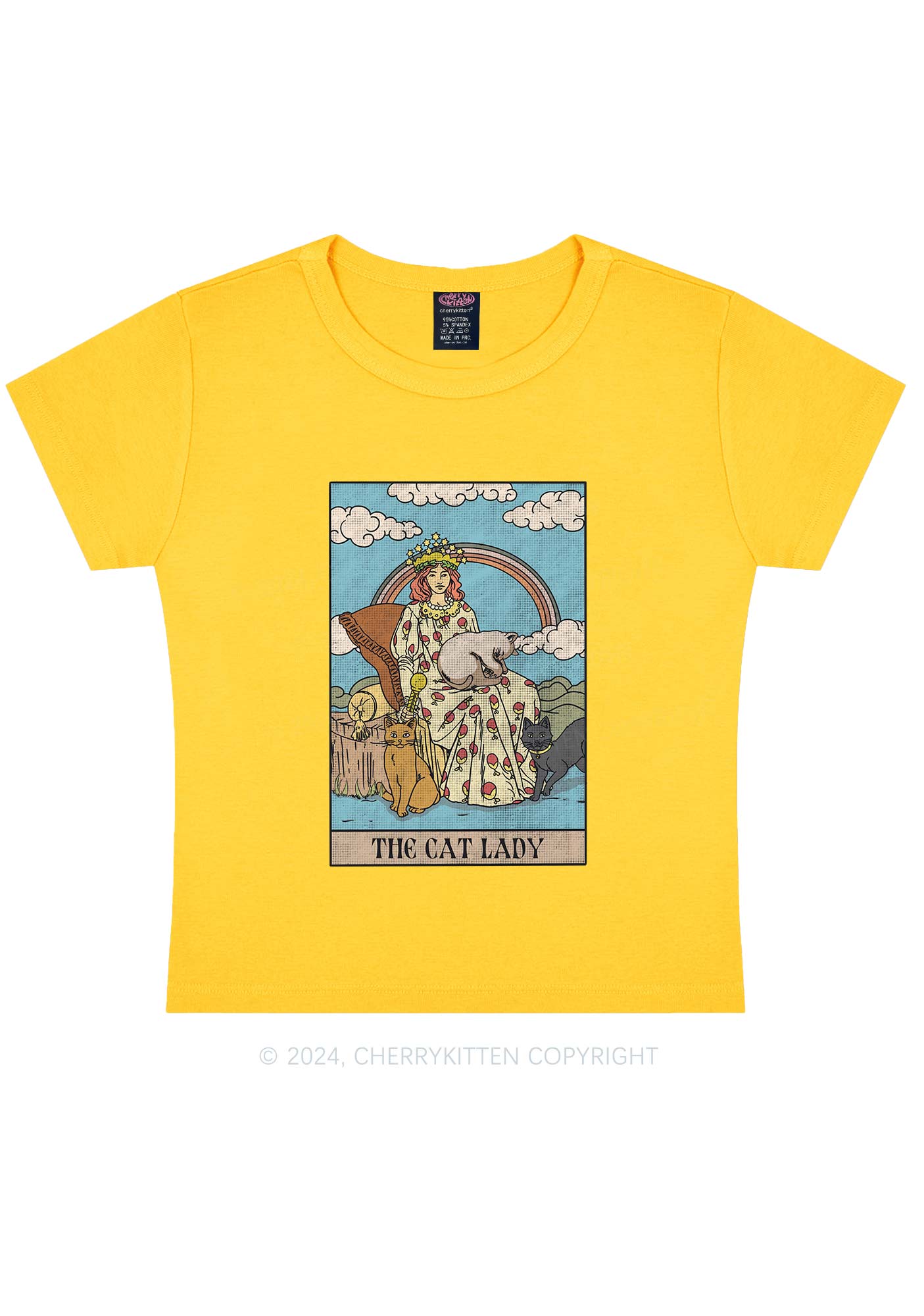 The Cat Lady Y2K Baby Tee Cherrykitten
