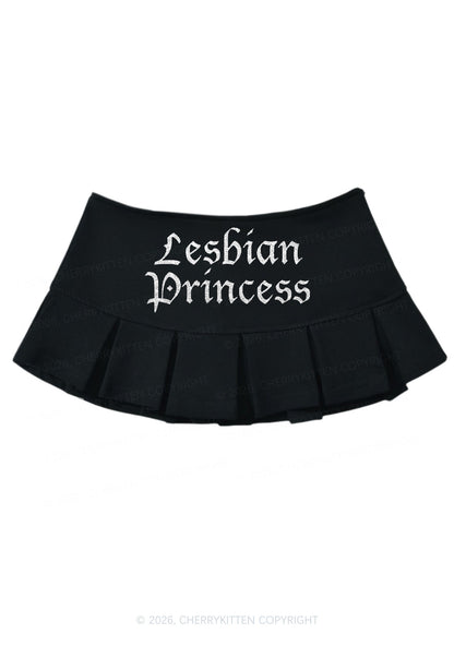Glitter Lesbian Princess Pride Y2K Mini Pleated Skirts Cherrykitten