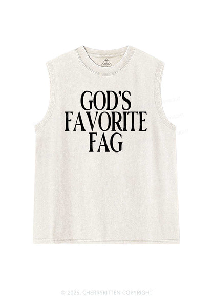 Gods Favorite Fag Pride Y2K Washed Muscle Tank Cherrykitten