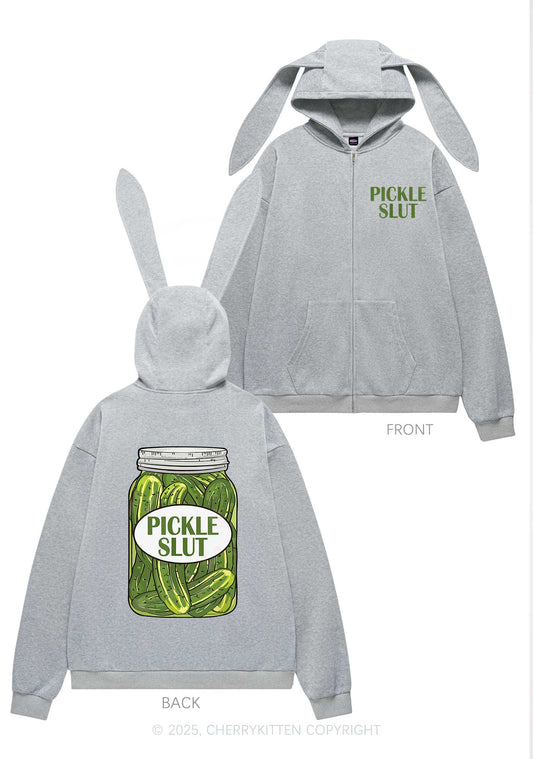 Pickle Slxt Y2K Bunny Ear Zip Hoodie Cherrykitten