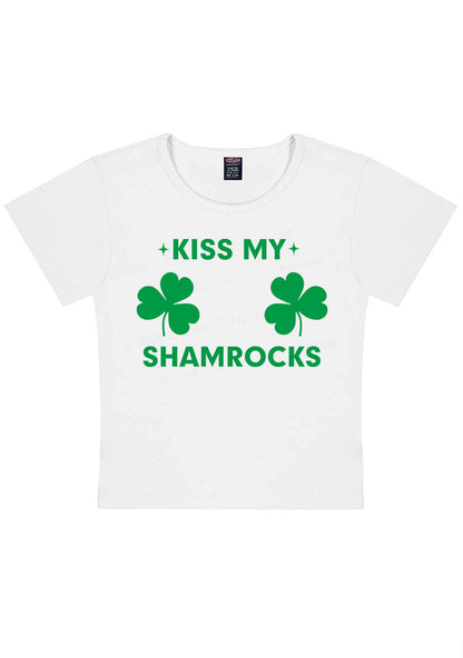 Kiss My Shamrocks St Patricks Y2K Baby Tee Cherrykitten