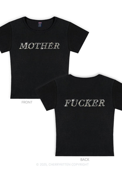 Curvy Rhinestone Motherfxcker Two Sides Y2K Baby Tee Cherrykitten
