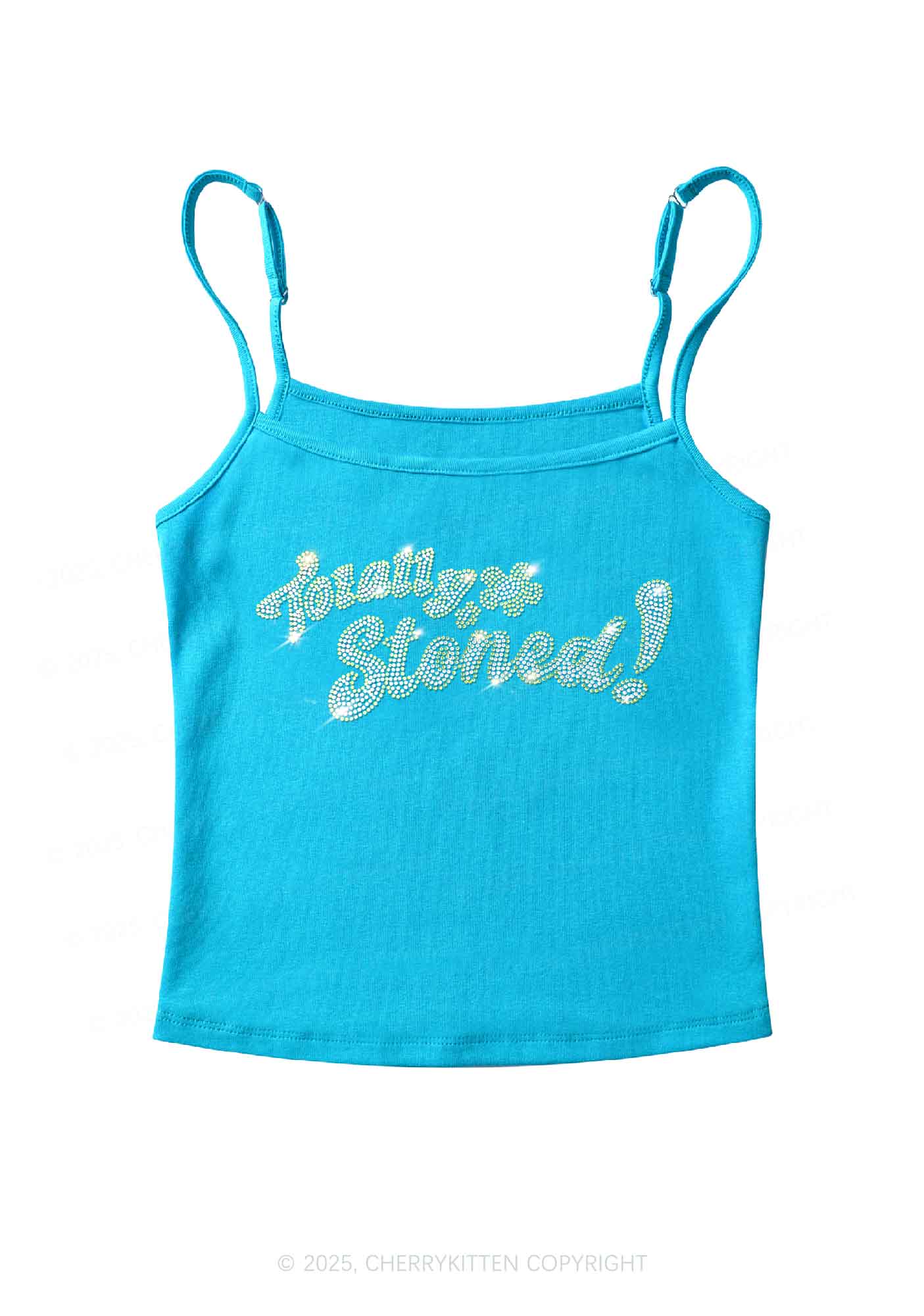 Rhinestone Totally Stoned Y2K Spaghetti Strap Cami Cherrykitten