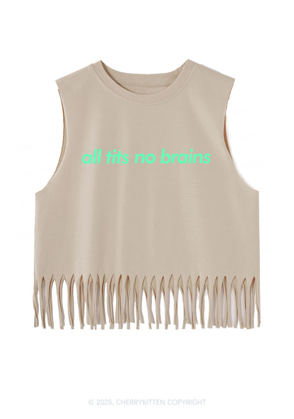 All Txts No Brains Y2K Fringe Tank Top Cherrykitten