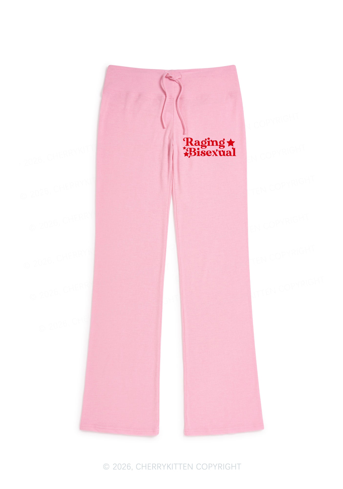 Raging Bisexual Pride Y2K Low Rise Drawstring Flare Pants Cherrykitten