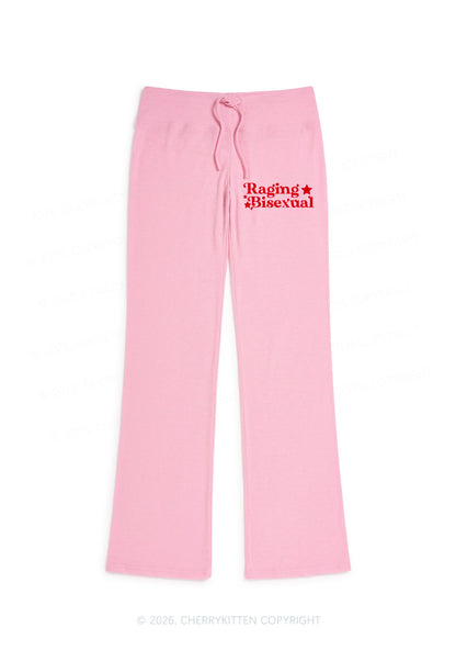 Raging Bisexual Pride Y2K Low Rise Drawstring Flare Pants Cherrykitten