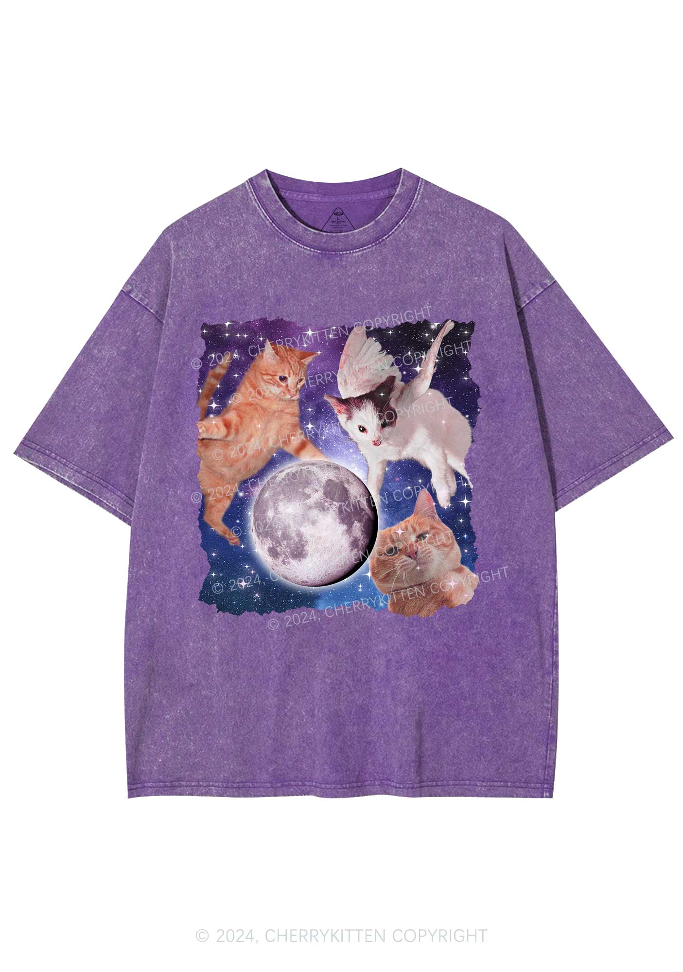 Cats On The Moon Y2K Washed Tee Cherrykitten