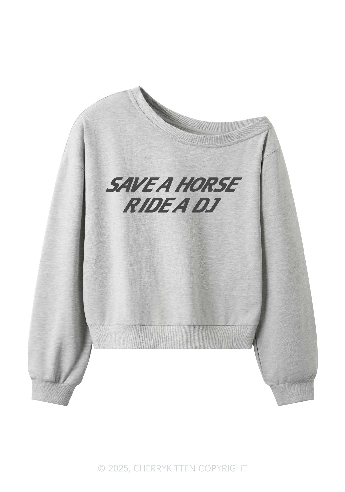 Ride A DJ Y2K Off Shoulder Sweatshirts Cherrykitten