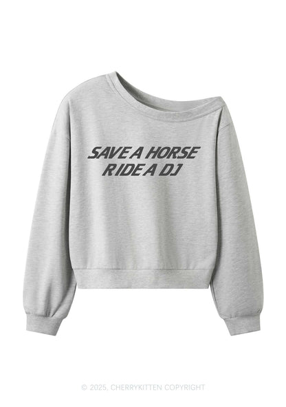 Ride A DJ Y2K Off Shoulder Sweatshirts Cherrykitten