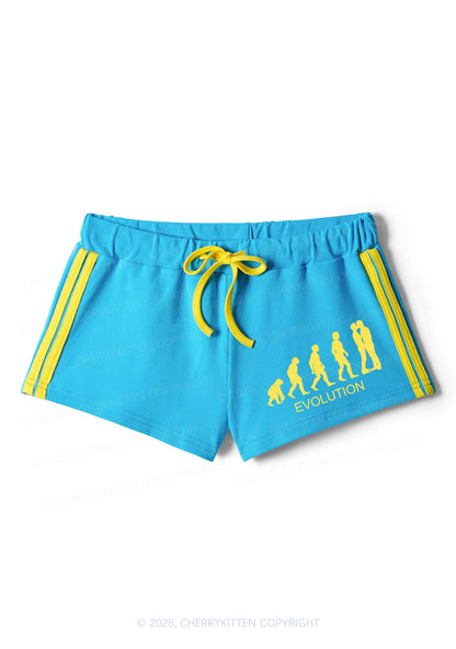 Gay Evolution Pride Y2K Drawstring Mini Shorts Cherrykitten
