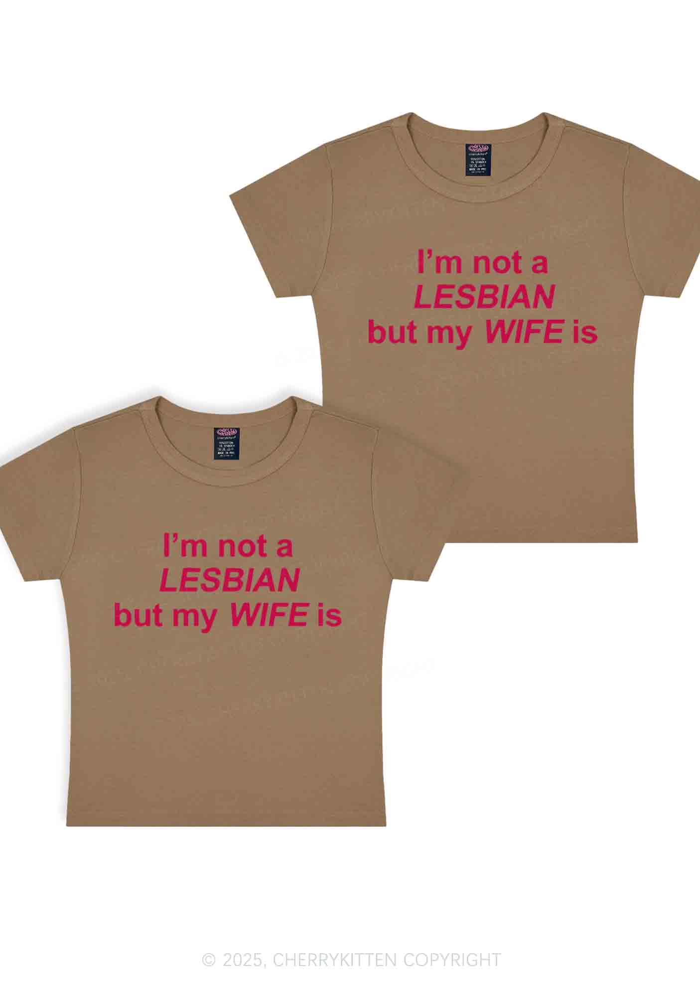 My Wife Is Lesbian Y2K Valentine's Day Baby Tee Cherrykitten