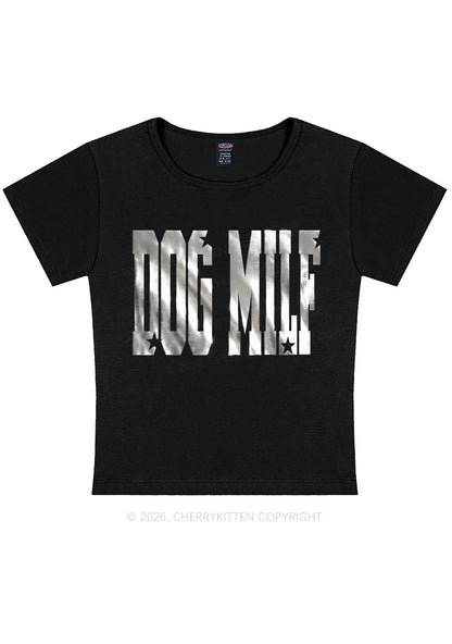 Dog Mxxf Silver Foil Printed Y2K Baby Tee Cherrykitten