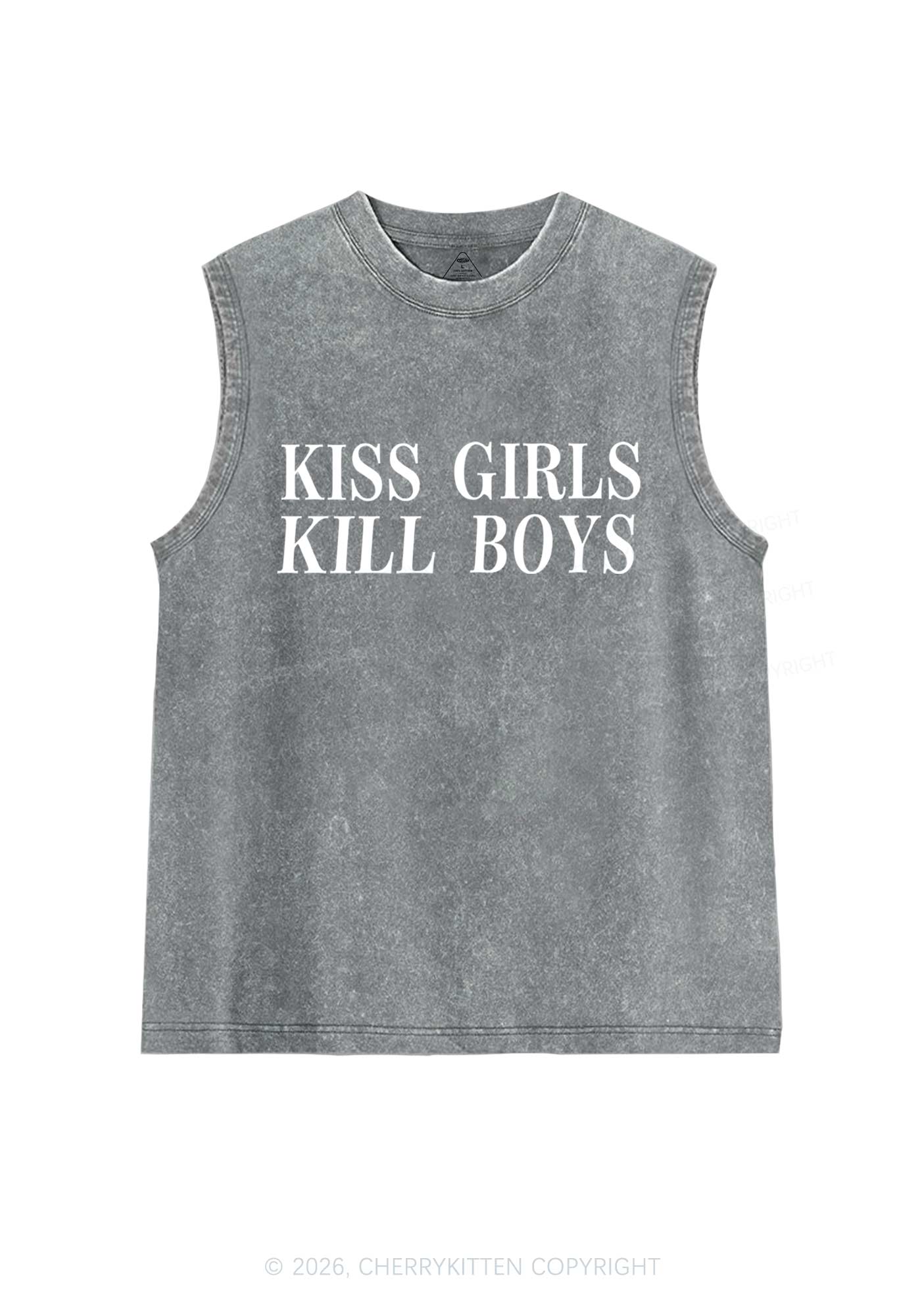 Kiss Girls Kill Boys Pride Y2K Washed Muscle Tank Cherrykitten