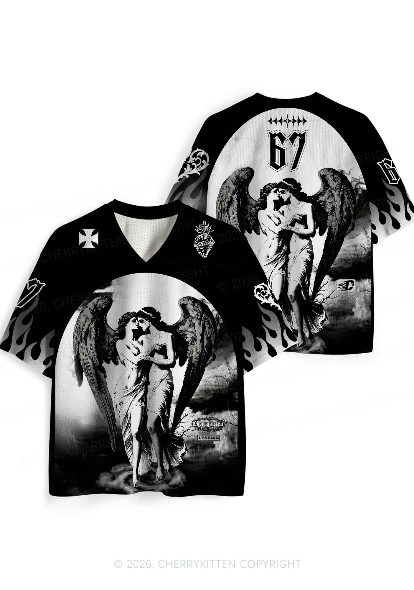 Halloween Black Angels Y2K Sport Jersey Shirts Cherrykitten