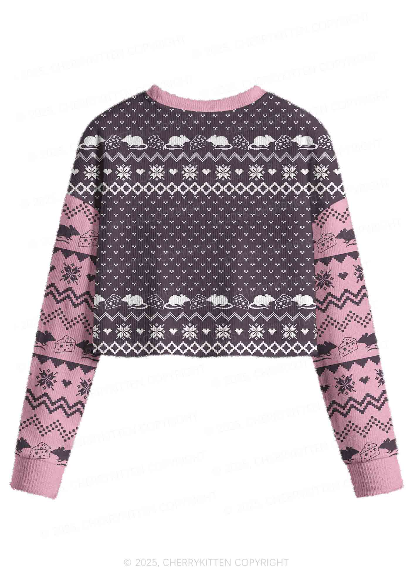 Pink Ratz Y2K Christmas Crop Knit Sweatshirt Cherrykitten