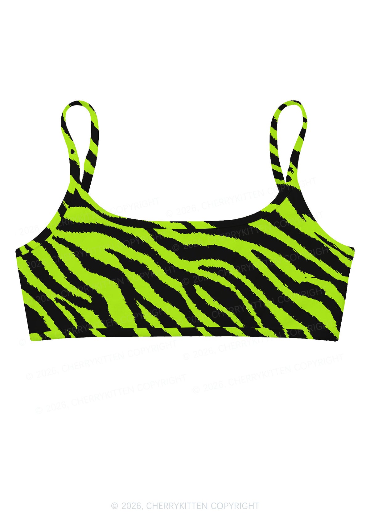 Green Zebra Y2K Print Super Crop Cami Cherrykitten