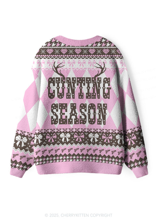Cunting Season Y2K Christmas Cardigan Knit Sweatshirt Cherrykitten
