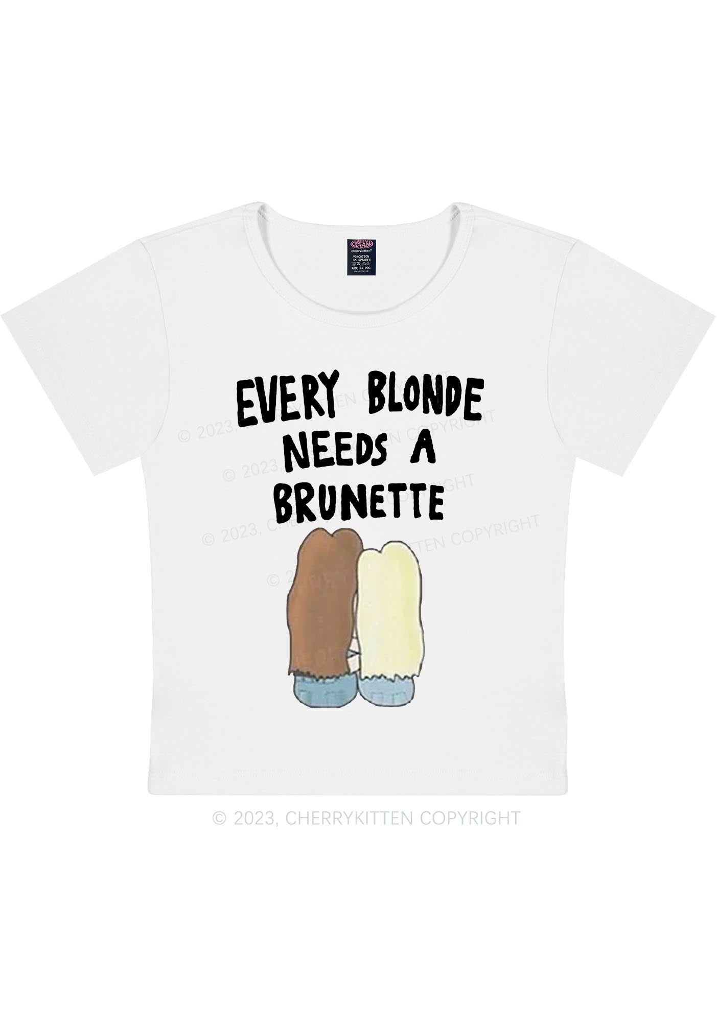 Curvy Blonde Needs Brunette Y2K Baby Tee Cherrykitten