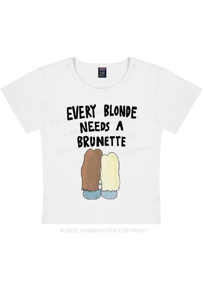 Curvy Blonde Needs Brunette Y2K Baby Tee Cherrykitten