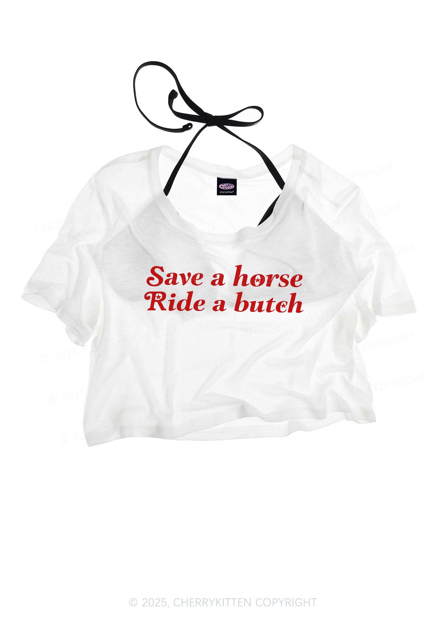 Save Horse Ride Butch Pride Y2K Sheer Crop Tee Cherrykitten