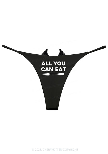 All You Can Eat Y2K Bikini String Thong With Black Wings Cherrykitten