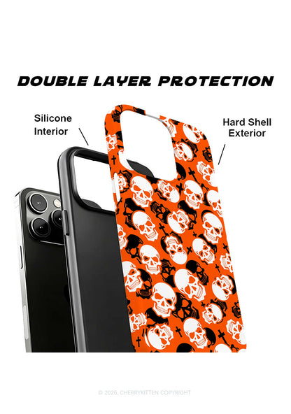 Halloween Orange Skull Cross Y2K Phone Case Cherrykitten