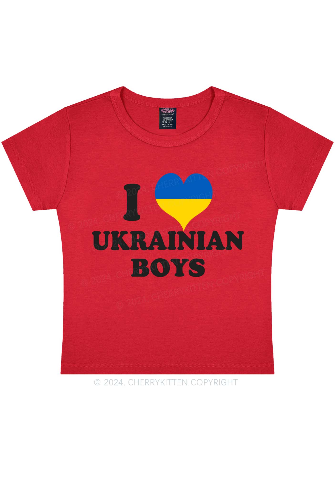 I Love Boys Custom Photo Y2K Baby Tee Cherrykitten