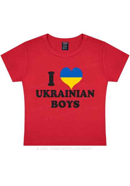 I Love Boys Custom Photo Y2K Baby Tee Cherrykitten