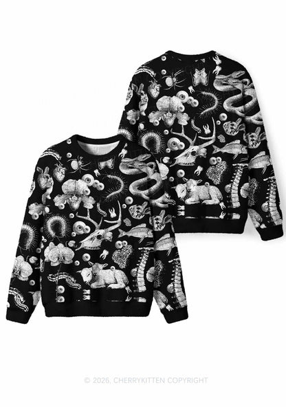 Halloween Dark Sheep Bone Y2K Knit Sweatshirt Cherrykitten