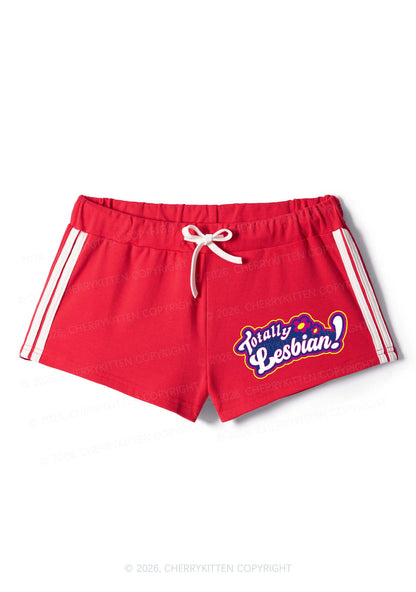 Totally Lesbian Pride Y2K Drawstring Mini Shorts Cherrykitten