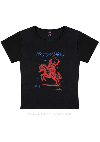 Be Gay Merry Pride Y2K Baby Tee Cherrykitten